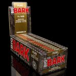 Stack of “Big Bark” rolling paper booklets, featuring red and black branding, and indicating 80 papers and 80 tips per pack.