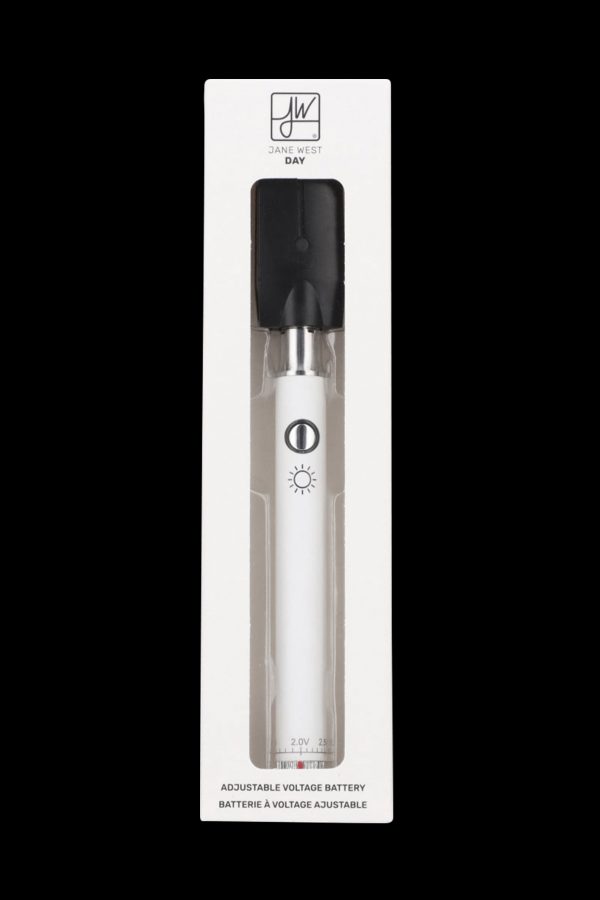 Jane West Day adjustable voltage cannabis vape battery in packaging.