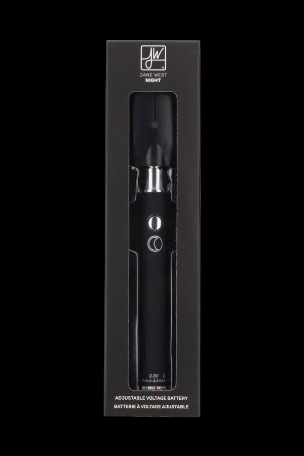 Black Jane West Night adjustable voltage battery for cannabis vape cartridges.