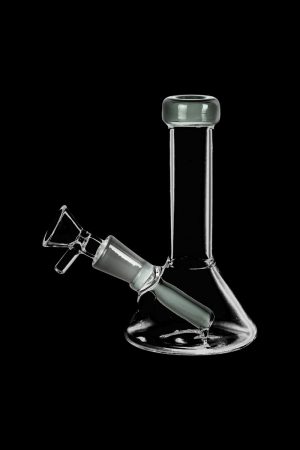 Front view of the Conical Beaker Mini Water Pipe, a clear glass conical beaker resting on a black surface.