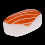Orange and white sushi-shaped smoking device.