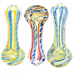 Front view of the DNA Twist Spoon Pipe, featuring a colorful, spiraled glass design against a plain white background.
