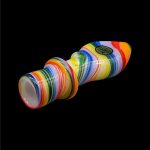 Colorful glass bubbler for smoking cannabis.