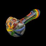 Colorful glass smoking pipe isolated on a black background.