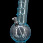 Glass water pipe (bong) for smoking cannabis.