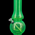 Green acrylic water pipe (bong) with a detachable glass bowl.