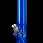 Blue glass water pipe with silver accents.