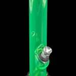 Green glass water pipe with black accents.