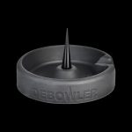 A top-down view of the Debowler Minimalist Silicone Ashtray, showcasing its simple, dark gray circular design.