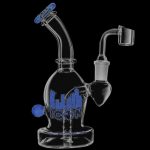 Front view of the Diamond Glass Icon Ori Dab Rig, featuring a clear glass body and a curved neck with a matching glass joint.