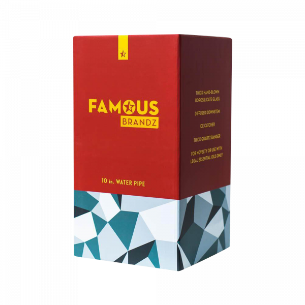 Front view of the “Famous Brandz “Digital” Straight Tube Dab Rig”, showcasing its clear glass construction and simple cylindrical shape.