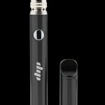 Front view of the Dip Devices Lunar Wax Vaporizer, a sleek, black pen-style device shown against a dark backdrop.
