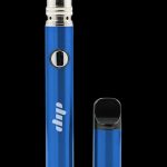 Front view of the Dip Devices Lunar Wax Vaporizer, a silver metallic pen-shaped device against a black background.