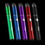 A studio shot displays several Dip Devices Lunar Wax Vaporizers lined up against a black background.