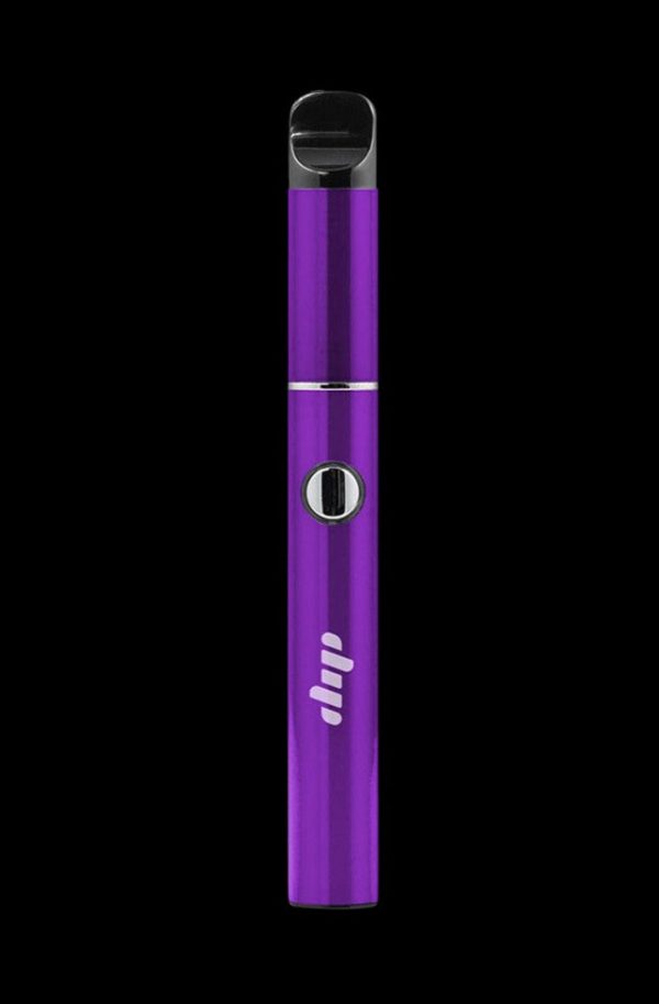 Front view of the Dip Devices Lunar Wax Vaporizer, a sleek, silver pen-style vaporizer against a dark background.