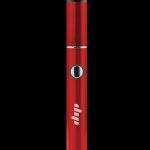 Front view of the Dip Devices Lunar Wax Vaporizer, a sleek, silver pen-style vaporizer against a black background.