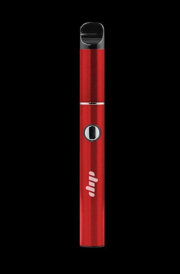 Front view of the Dip Devices Lunar Wax Vaporizer, a sleek, silver pen-style vaporizer against a black background.