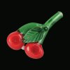 A close-up of the Double Cherry Glass Spoon Pipe, displaying its rounded bowl and smooth, cherry-red finish.