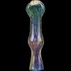 A front view of the Double Glass Fumed Chillum Pipe, showing the glass tube with a smoked gradient pattern.