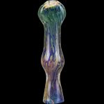 A front view of the Double Glass Fumed Chillum Pipe, showing the glass tube with a smoked gradient pattern.