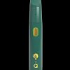 Front view of the Dr. Greenthumb's x G Pen Micro+ Concentrate Vaporizer, a slender, metallic green device against a dark background.