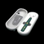 Front view of the open Dr. Greenthumb's x G Pen Micro+ Concentrate Vaporizer inside its black carrying case.