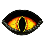 A top-down view of the Dragon Eye Polyresin Ashtray, showcasing its sculpted, eye-like design with a dark, textured finish.