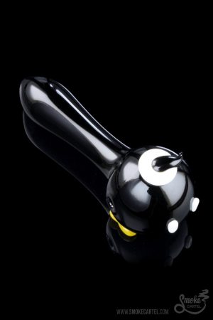 An angled studio shot of the Empire Glassworks Time Bomb Spoon, featuring its detailed glasswork and unique shape.