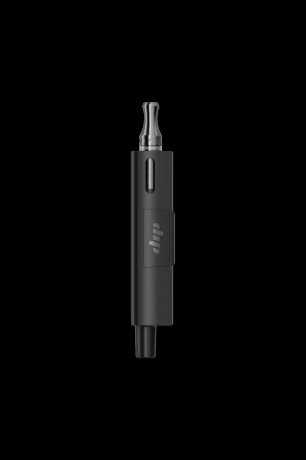 Black cannabis vape pen isolated on a black background.