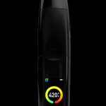 Black cannabis vaporizer with a digital display showing “420°”.