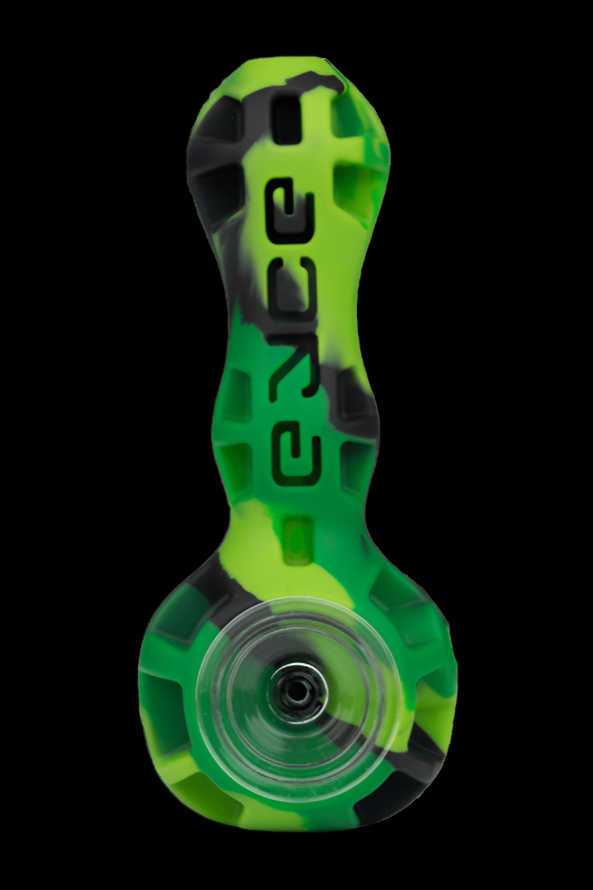 Green glass pipe for smoking cannabis.