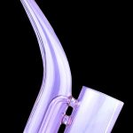 Purple glass bubbler for smoking cannabis.