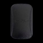 Black cannabis storage case with embossed lettering.