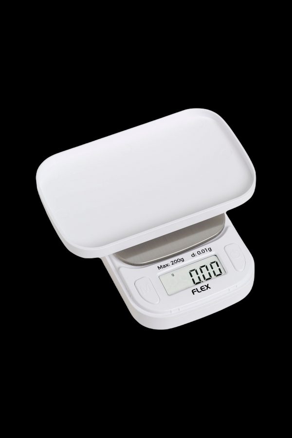 White digital scale displaying 0.00g, used for measuring cannabis.