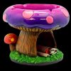 Front view of the Fantastical Mushroom House Ashtray with Storage, showing a purple and brown mushroom design with a built-in storage compartment.