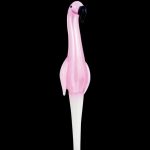Front view of the Flamingo Glass Dab Straw Collector, a clear glass straw with a curved shape against a plain white background.