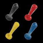 A front view of the 3.75" Simple Frit Glass Hand Pipe, showcasing the colorful glass frit pattern.