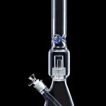 Front view of the 16-inch Beaker w/ Perc & Color Mouthpiece, showcasing the blue mouthpiece detail against a black background.