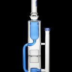Blue and clear glass water pipe (rig) with multiple chambers and percolators.