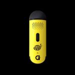 Yellow cannabis vape pen with “Lemonnade x G” branding.
