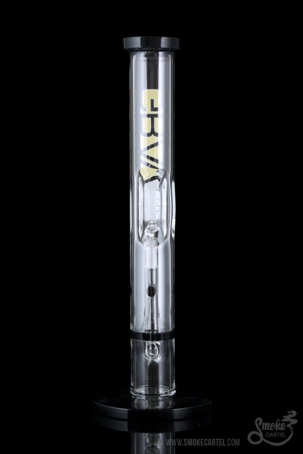 A studio shot of the GRAV® Medium 12 Inch Straight Tube with black accents, presented at a slight angle against a dark background.