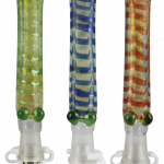 Front view of the Glass Dab Collector Straw with 10mm Titanium Tip, showcasing its clear glass construction and slender, elongated design.