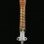 A close-up, angled view of the Glass Dab Collector Straw with 10mm Titanium Tip, displaying its colorful glass design.
