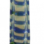 A close-up, angled view of the Glass Dab Collector Straw with 10mm Titanium Tip, showing its colorful glass design.