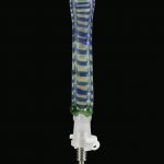 A close-up, angled view of the Glass Dab Collector Straw with 10mm Titanium Tip, showcasing its clear glass body and metallic tip.