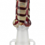 Front view of the Simple Glass Nectar Dab Straw Collector with Quartz Tip, showing a slender, patterned glass tube with a clear quartz tip.