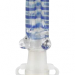A front view of the Simple Glass Nectar Dab Straw Collector with Quartz Tip, showing its clear glass construction and slender profile.