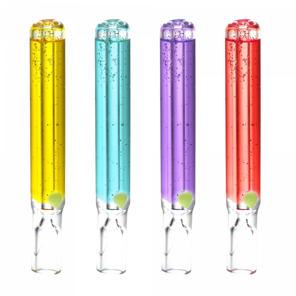 Front view of the Glass Taster Bat with Freezable Glycerin, showing a clear glass tube with a bulbous end.