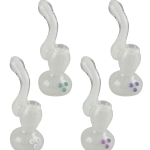 Front view of the Glow in the Dark Glass Bubbler, a clear glass piece with a rounded base and gently curved neck.