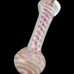 Front view of the Glow in the Dark Swirl Hand Pipe, featuring a swirling glass design against a plain black background.